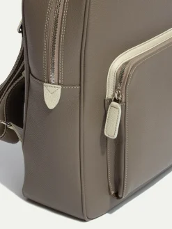 Taupe Leather Backpack - Made In Italy|Pini Parma Online