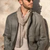 Taupe Linen Scarf - Made In Italy|Pini Parma Cheap