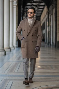 Taupe Polo Coat In Loro Piana Wool – Made In Italy|Pini Parma Discount