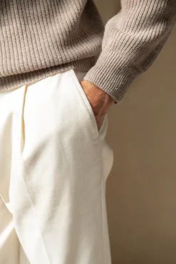 Taupe Ribbed Cashmere Blend Polo – Made In Italy|Pini Parma Discount