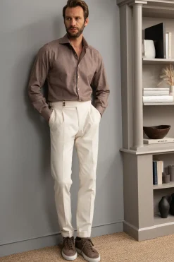 Taupe Shirt - Flannel Touch - Made In Italy|Pini Parma Best Sale