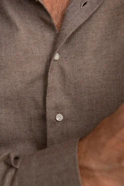 Taupe Shirt - Flannel Touch - Made In Italy|Pini Parma Best Sale