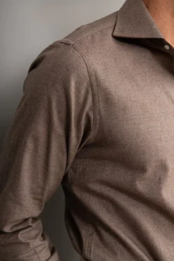 Taupe Shirt - Flannel Touch - Made In Italy|Pini Parma Best Sale