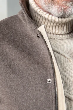 Taupe Short Coat With Removable Shearling Collar – Made In Italy|Pini Parma Best