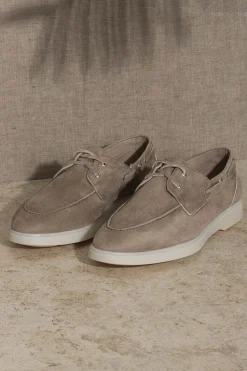 Taupe Suede Boat Shoes - Made In Italy|Pini Parma Best