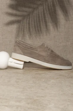 Taupe Suede Boat Shoes - Made In Italy|Pini Parma Best