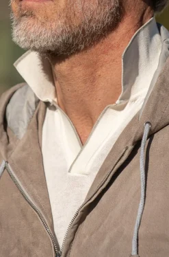 Taupe Suede Hooded Bomber Jacket – Made In Italy|Pini Parma Hot