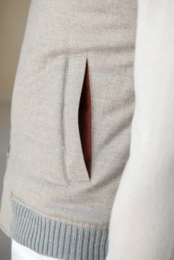 Taupe Vest With Zip In Loro Piana Wool With Rain System®– Made In Italy|Pini Parma Outlet