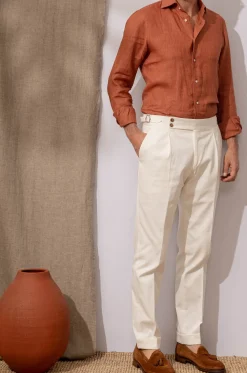 Terracotta Linen Shirt - Made In Italy|Pini Parma Fashion