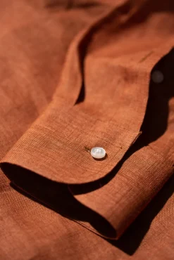 Terracotta Linen Shirt - Made In Italy|Pini Parma Fashion