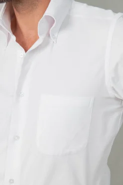 White Button Down Velvet Effect Shirt - Made In Italy|Pini Parma Flash Sale