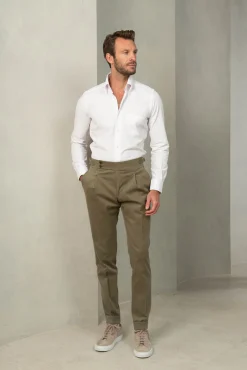 White Button Down Velvet Effect Shirt - Made In Italy|Pini Parma Flash Sale