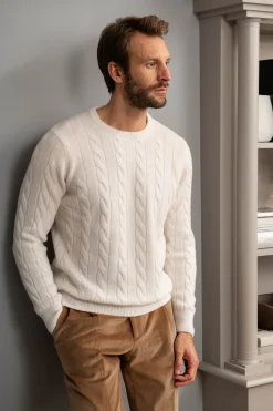 White Cable Knit Sweater – Made In Italy|Pini Parma Hot