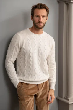 White Cable Knit Sweater – Made In Italy|Pini Parma Hot