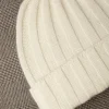 White Cashmere Rib Knit Beanie - Made In Italy|Pini Parma Clearance