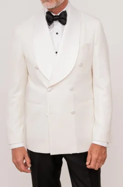 White Double Breasted Tuxedo Jacket - Made In Italy|Pini Parma Discount