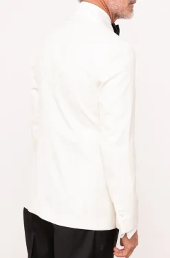 White Double Breasted Tuxedo Jacket - Made In Italy|Pini Parma Discount