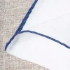White Linen Pocket Square With Blue And Light Blue Edges - Made In Italy|Pini Parma Shop