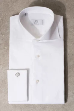 White Shirt With Double Cuff - Made In Italy|Pini Parma Online
