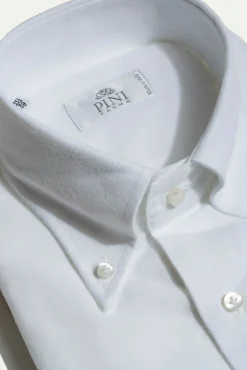 White Soft Touch Button Down Shirt - Made In Italy|Pini Parma Cheap