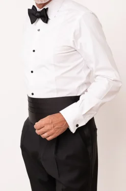 White Tuxedo Pique Bib Front Shirt - Made In Italy|Pini Parma Outlet