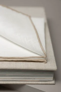 White/Beige Linen Pocket Square - Made In Italy|Pini Parma Hot