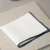 White/Blue Linen Pocket Square - Made In Italy|Pini Parma Shop