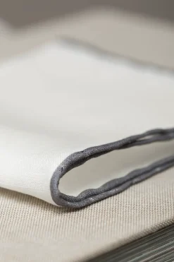 White/Grey Linen Pocket Square - Made In Italy|Pini Parma Sale