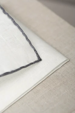 White/Grey Linen Pocket Square - Made In Italy|Pini Parma Sale