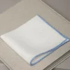White/Light Blue Linen Pocket Square - Made In Italy|Pini Parma Clearance