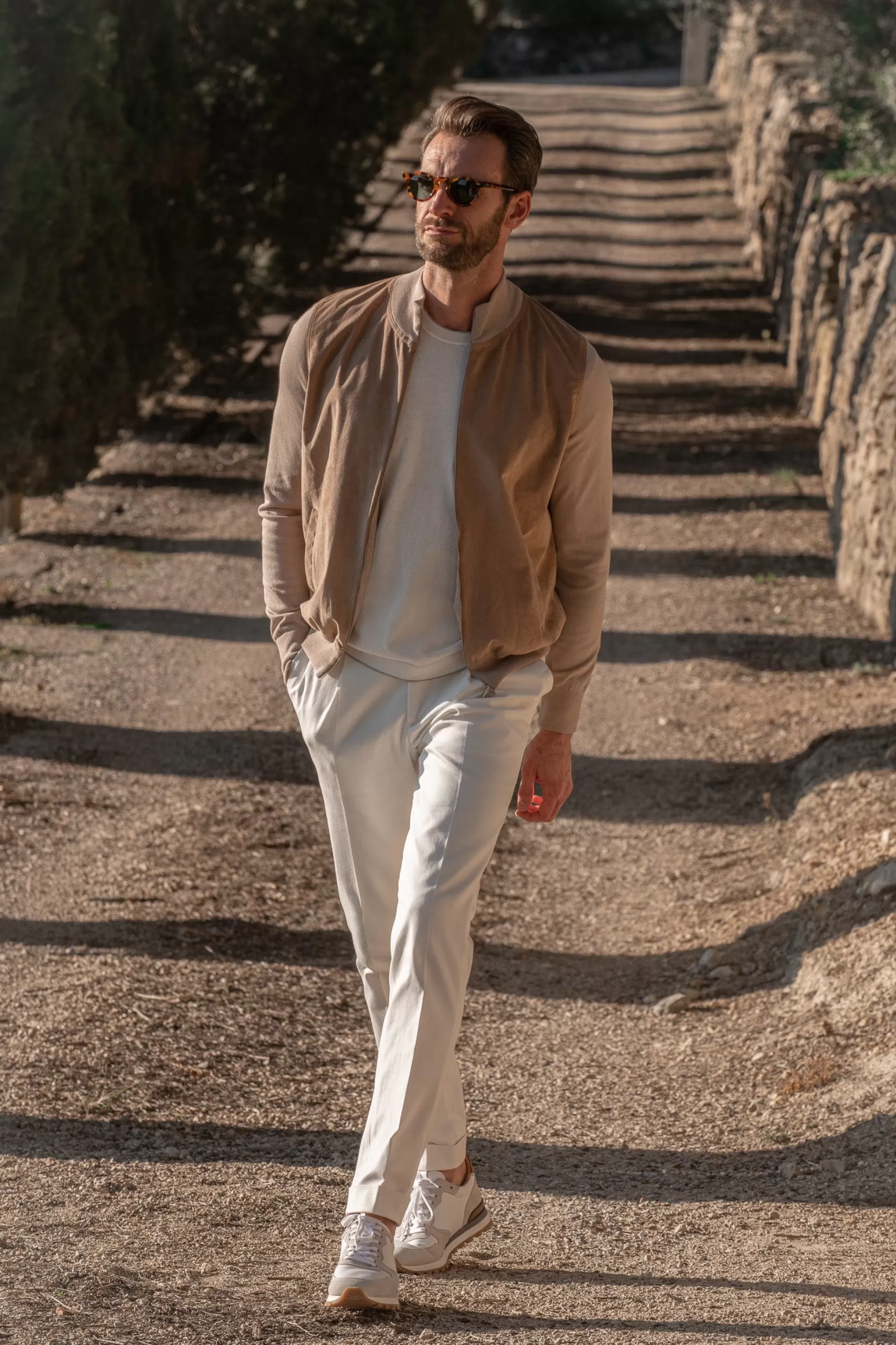 Almond Alcantara Bomber Jacket – Made In Italy | Pini Parma Cheap