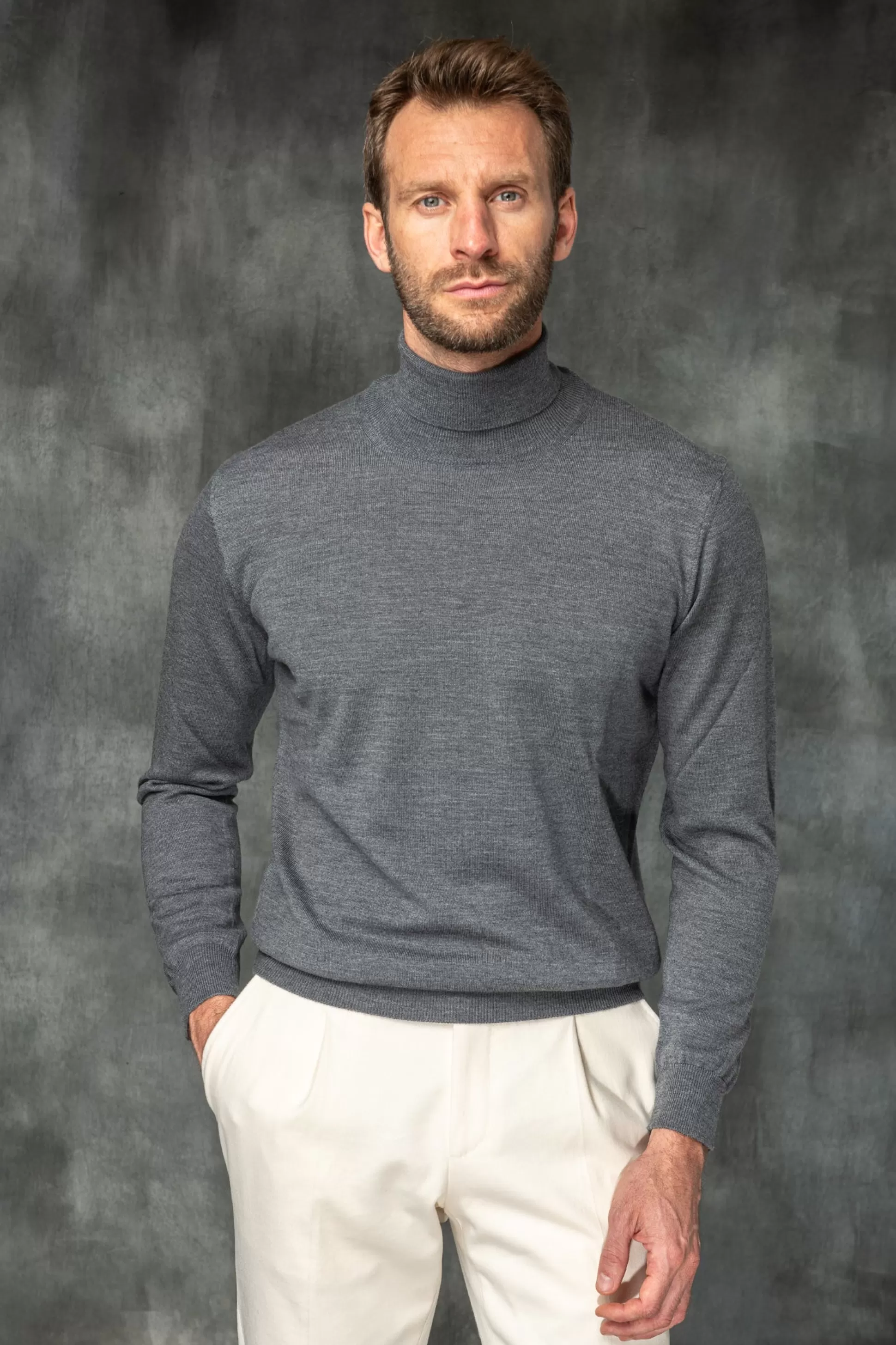 Anthracite Merino Turtleneck – Made In Italy | Pini Parma Discount