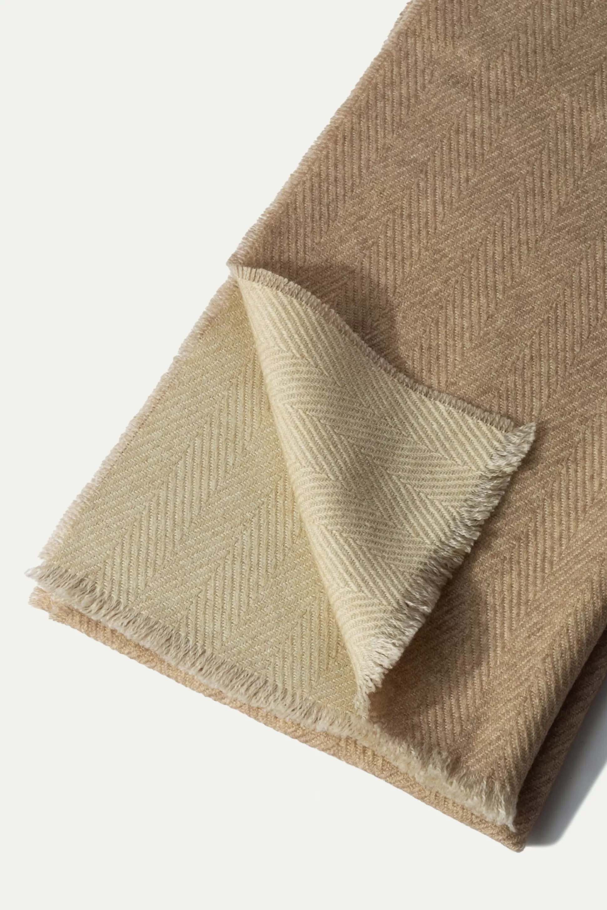 Beige And Off-White Reversible Herringbone Scarf - Made In Italy | Pini Parma Flash Sale