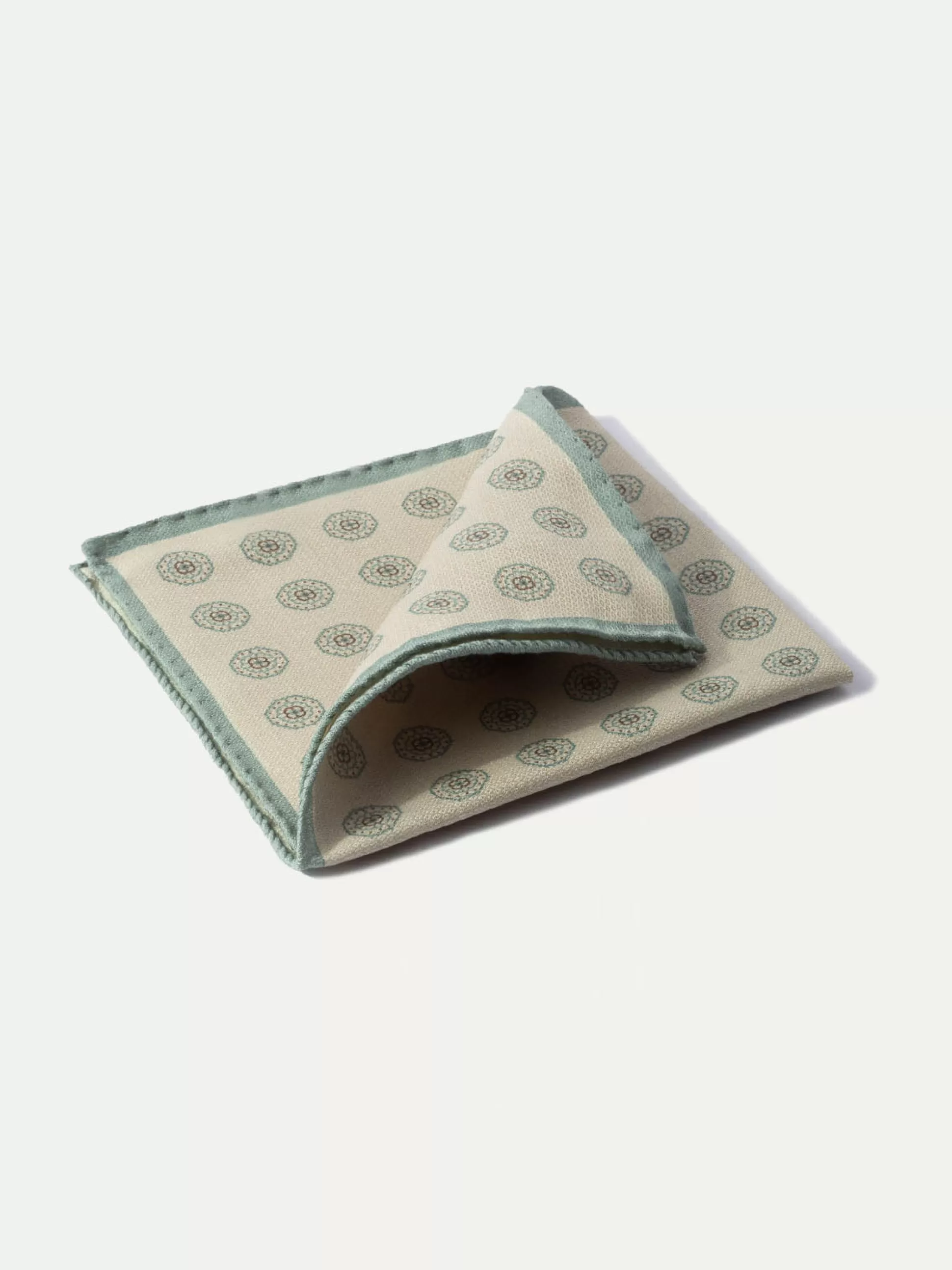 Beige And Sage Reversible Pocket Square - Made In Italy | Pini Parma Clearance