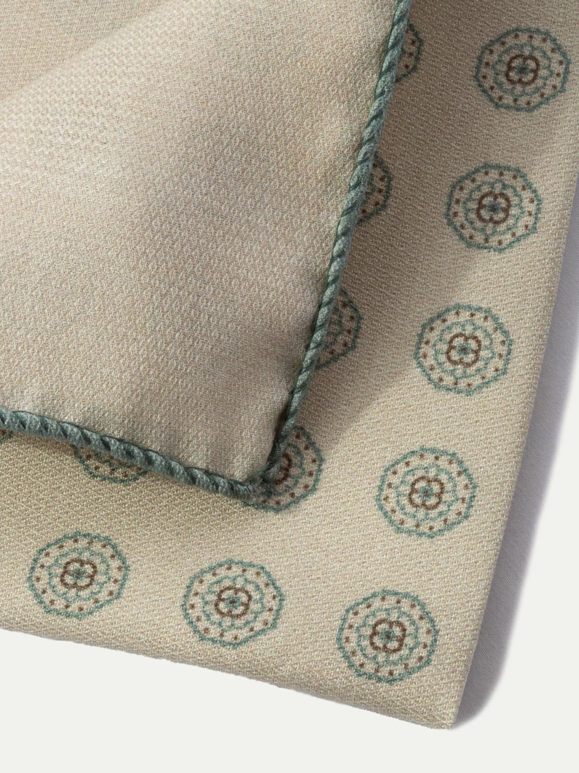 Beige And Sage Reversible Pocket Square - Made In Italy | Pini Parma Clearance