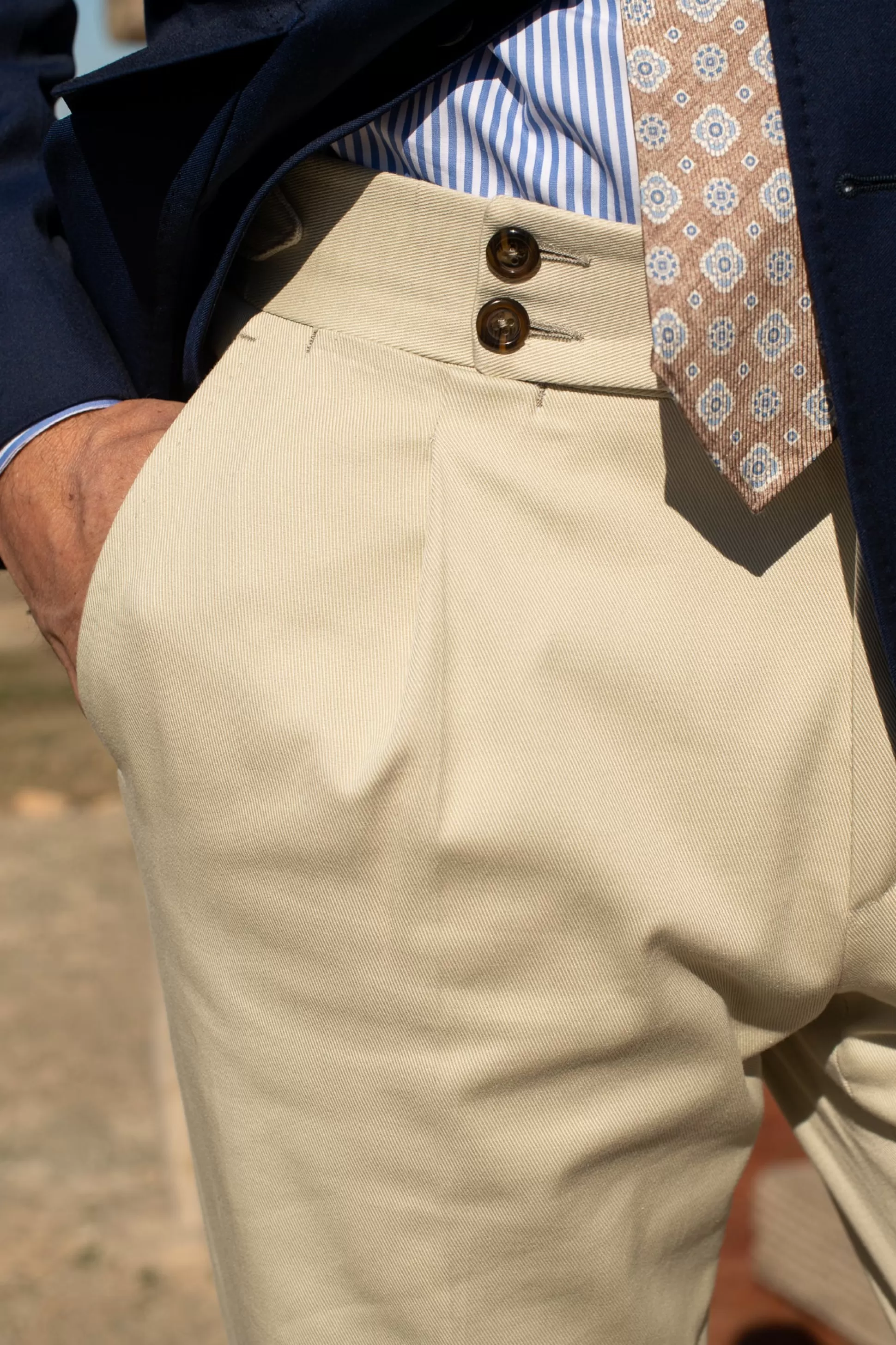 Beige Cotton Trousers "Soragna Capsule Collection" - Made In Italy | Pini Parma Cheap