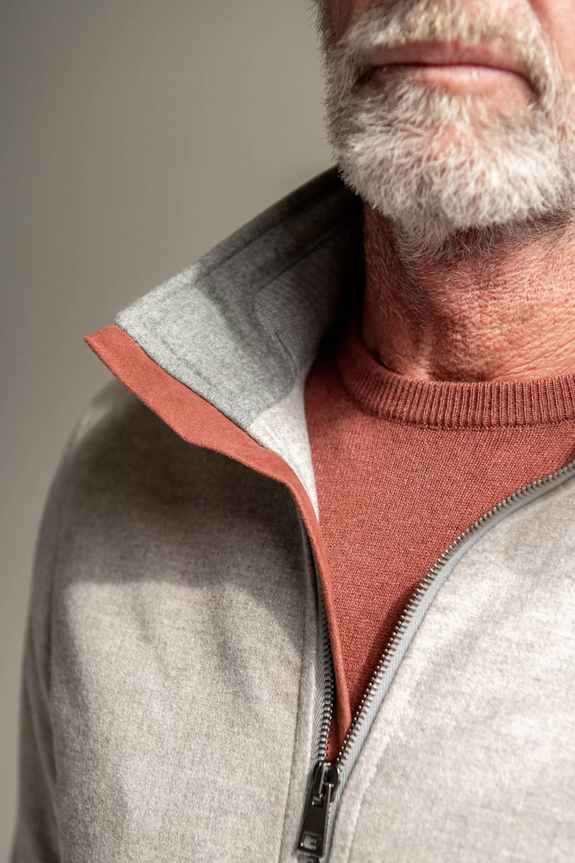 Beige Down Bomber In Loro Piana Wool With Rain System®– Made In Italy | Pini Parma Store