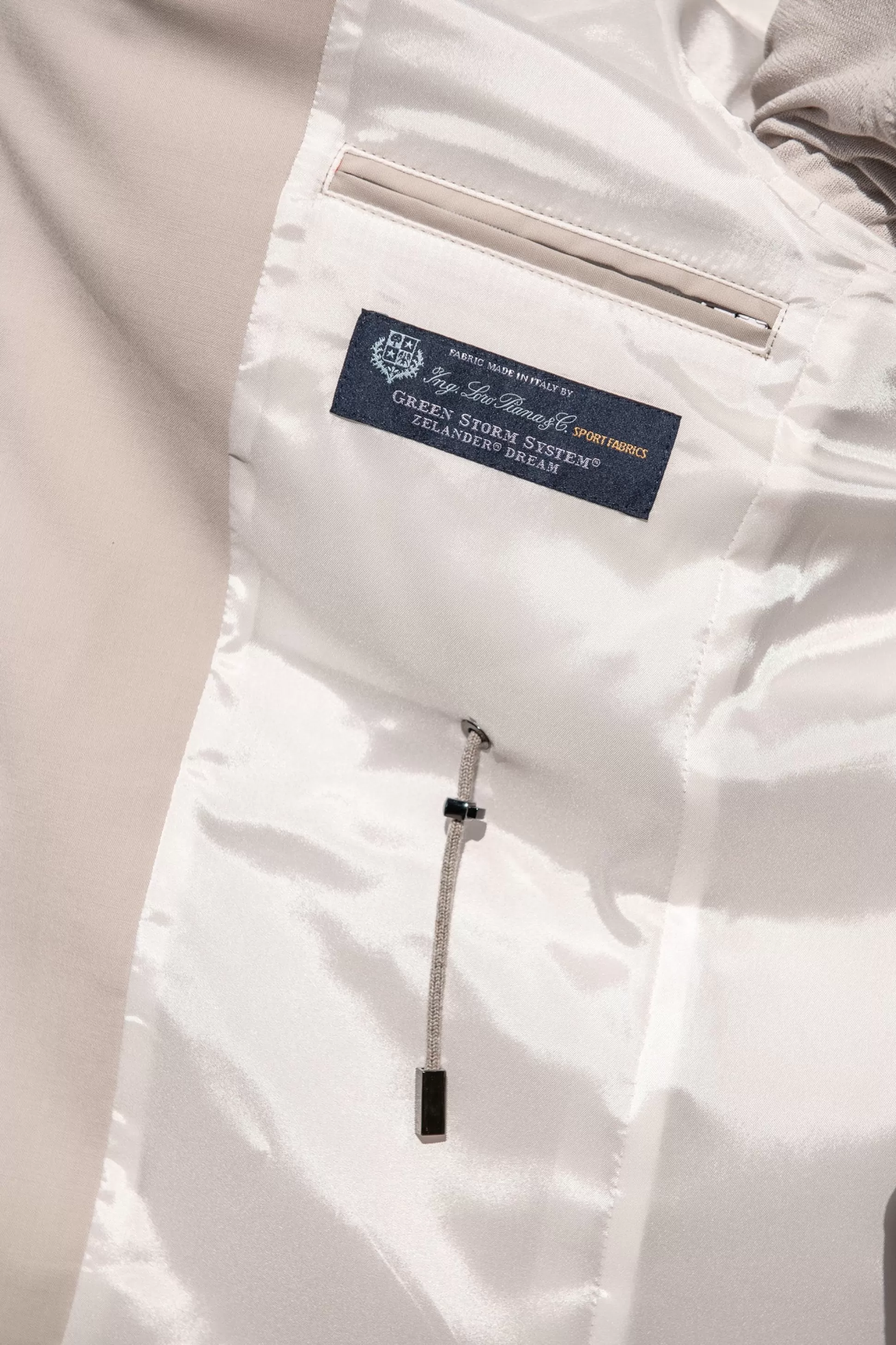 Beige Field Jacket In Loro Piana Green Storm System® Wool - Made In Italy | Pini Parma New