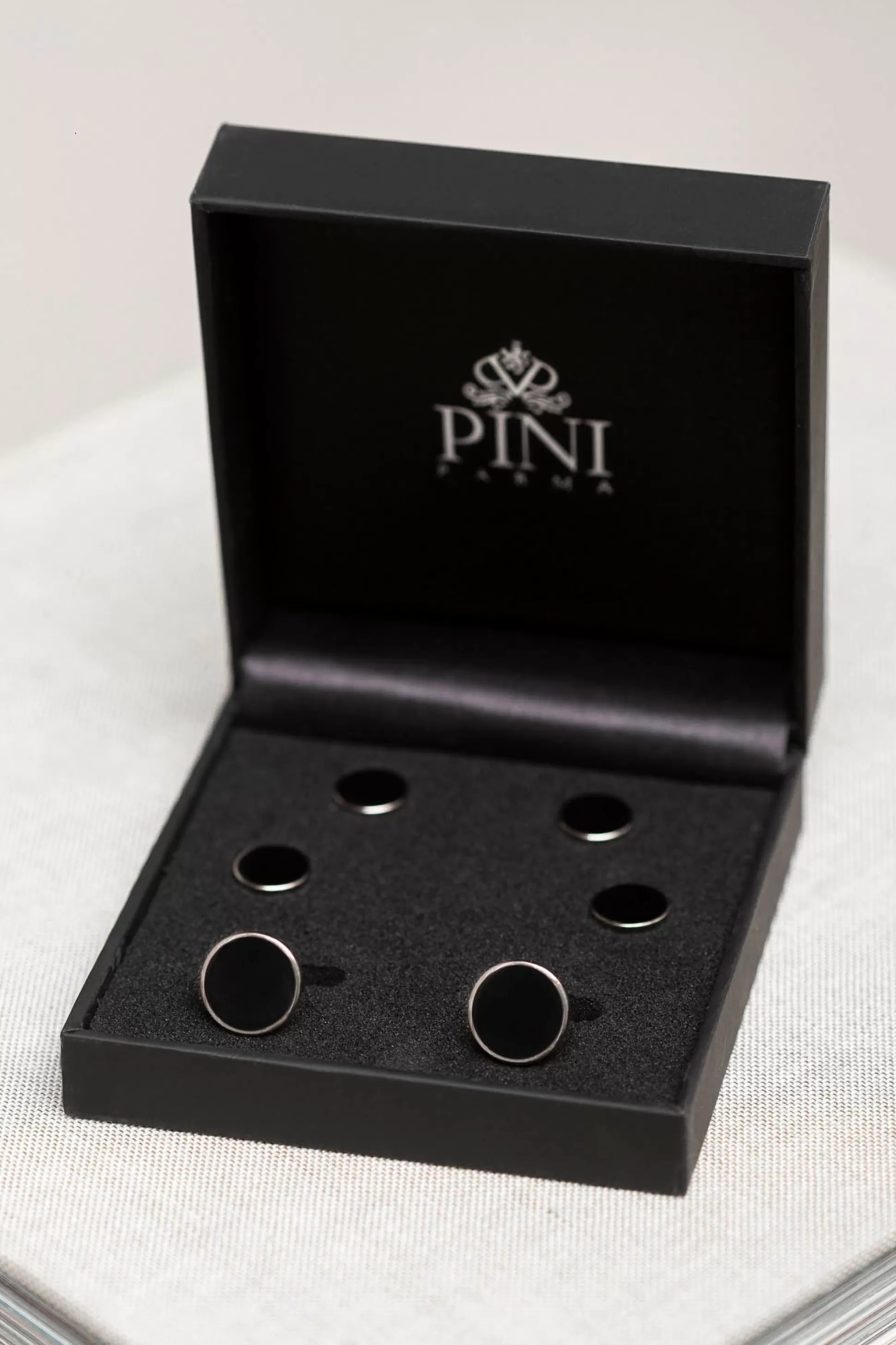 Black Cufflinks And Dress Studs Set - Made In Italy | Pini Parma Online