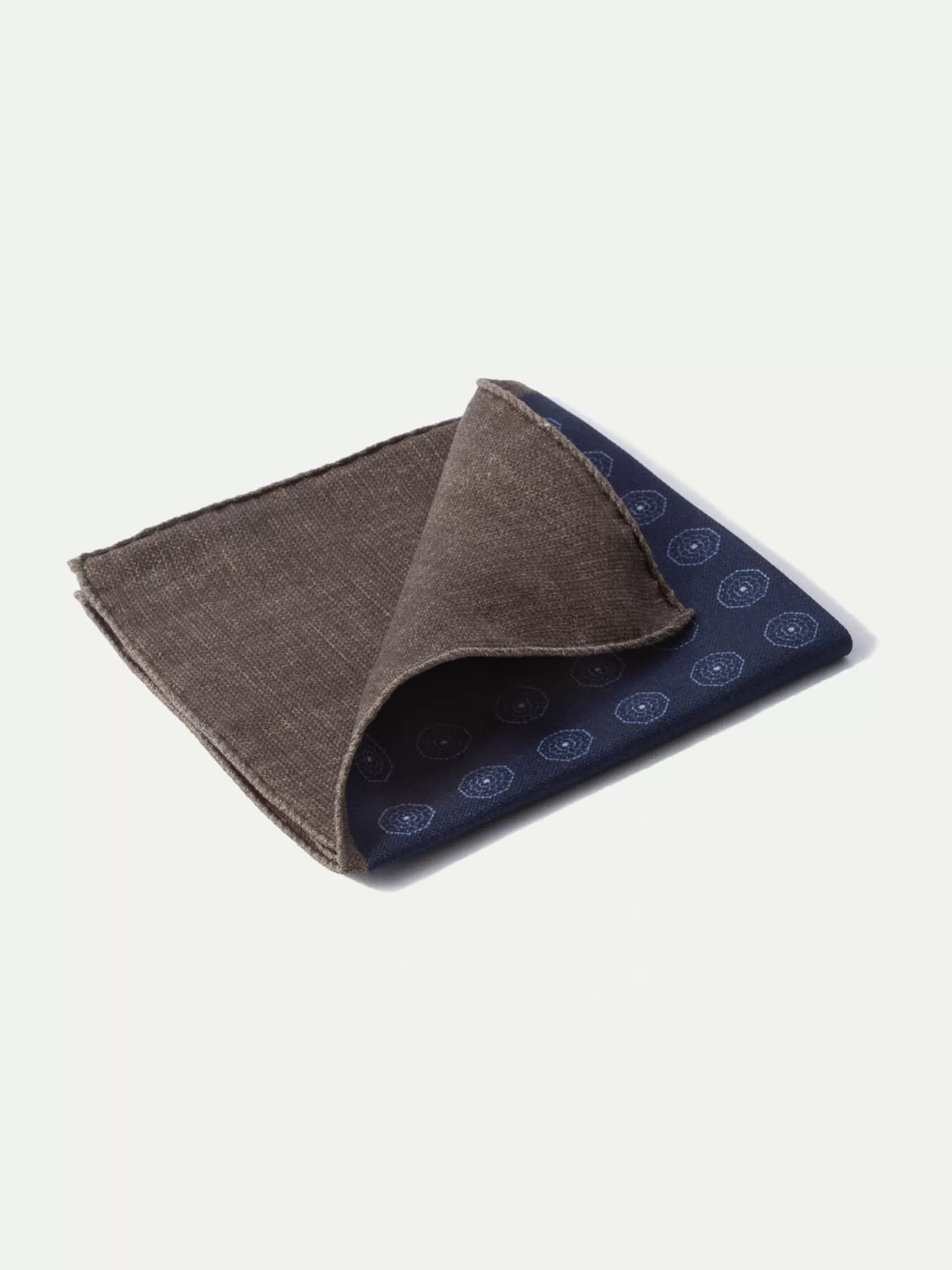 Blue And Brown Reversible Pocket Square - Made In Italy | Pini Parma Hot