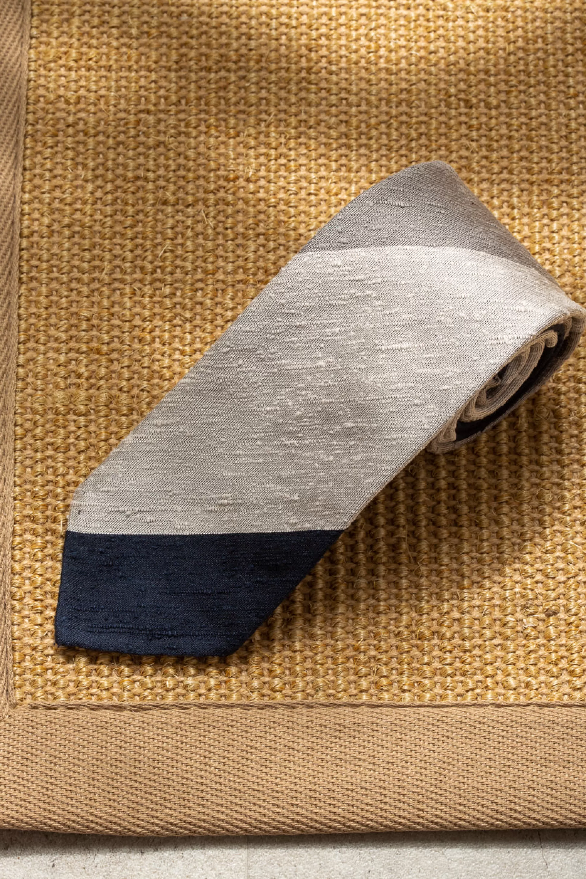 Blue And Grey Shantung Tie - Hand Made In Italy | Pini Parma Fashion