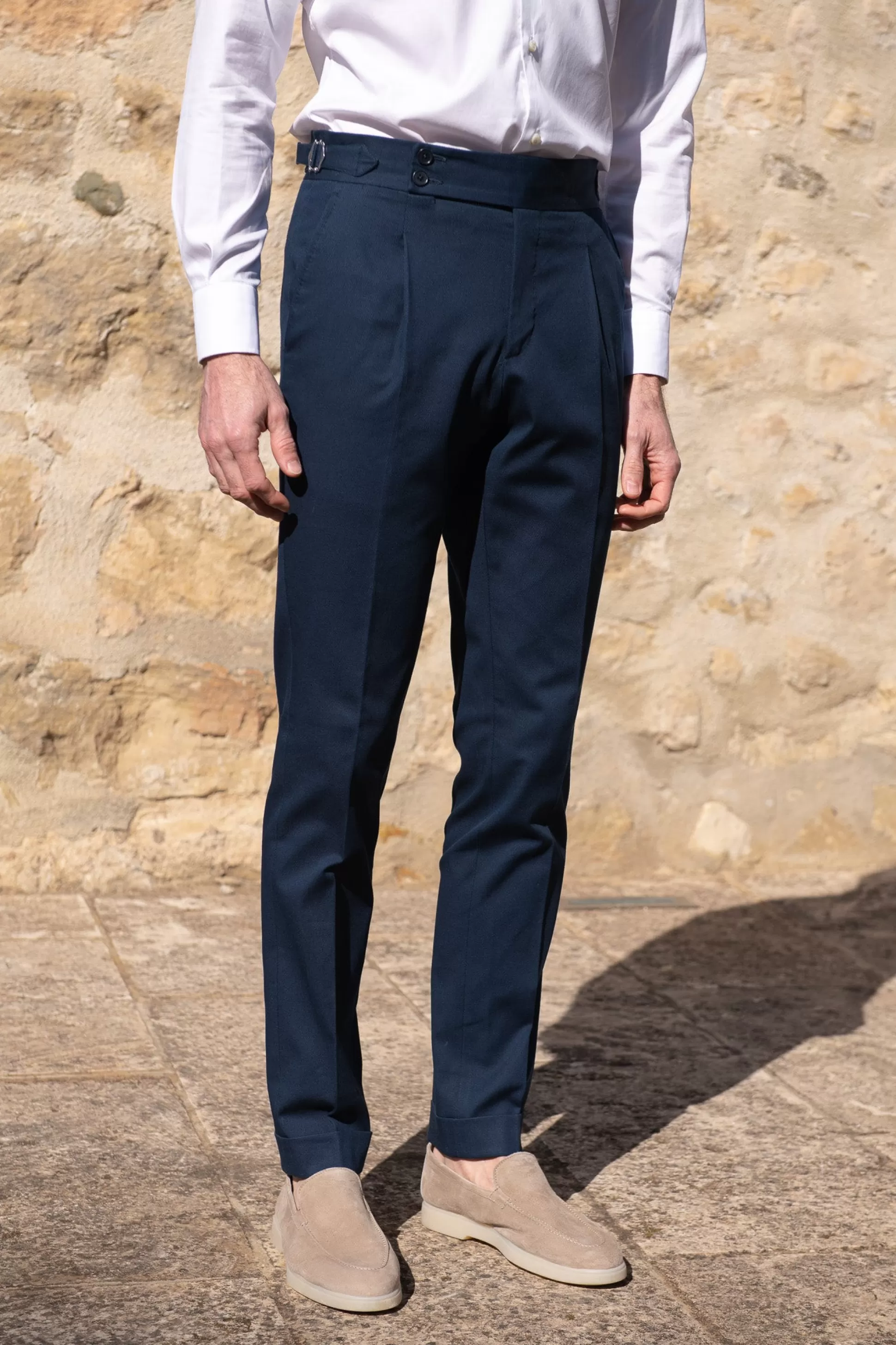 Blue Cotton Trousers "Soragna Capsule Collection" - Made In Italy | Pini Parma Online