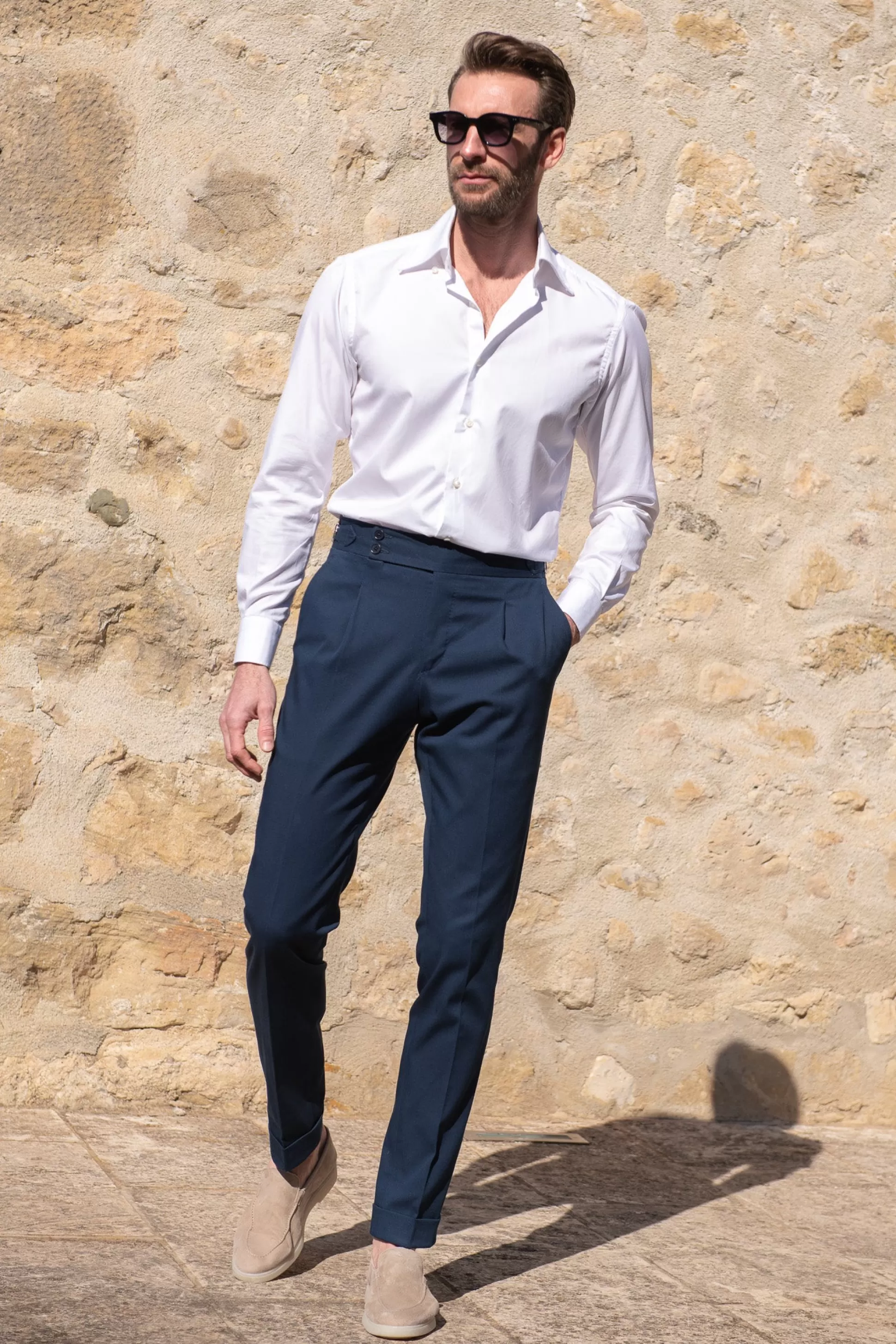 Blue Cotton Trousers "Soragna Capsule Collection" - Made In Italy | Pini Parma Online