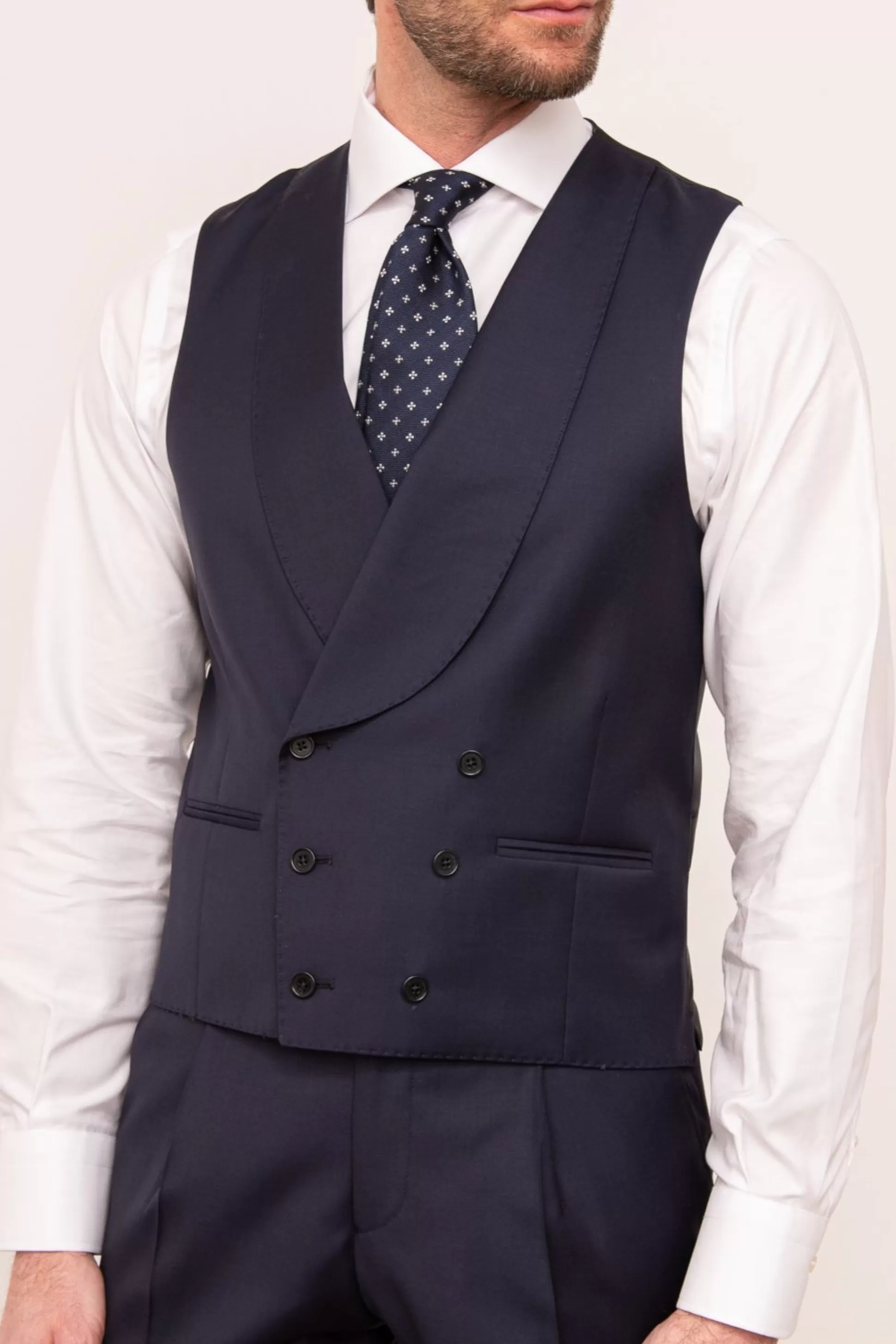 Blue Double Breasted Waistcoat - Made In Italy | Pini Parma New