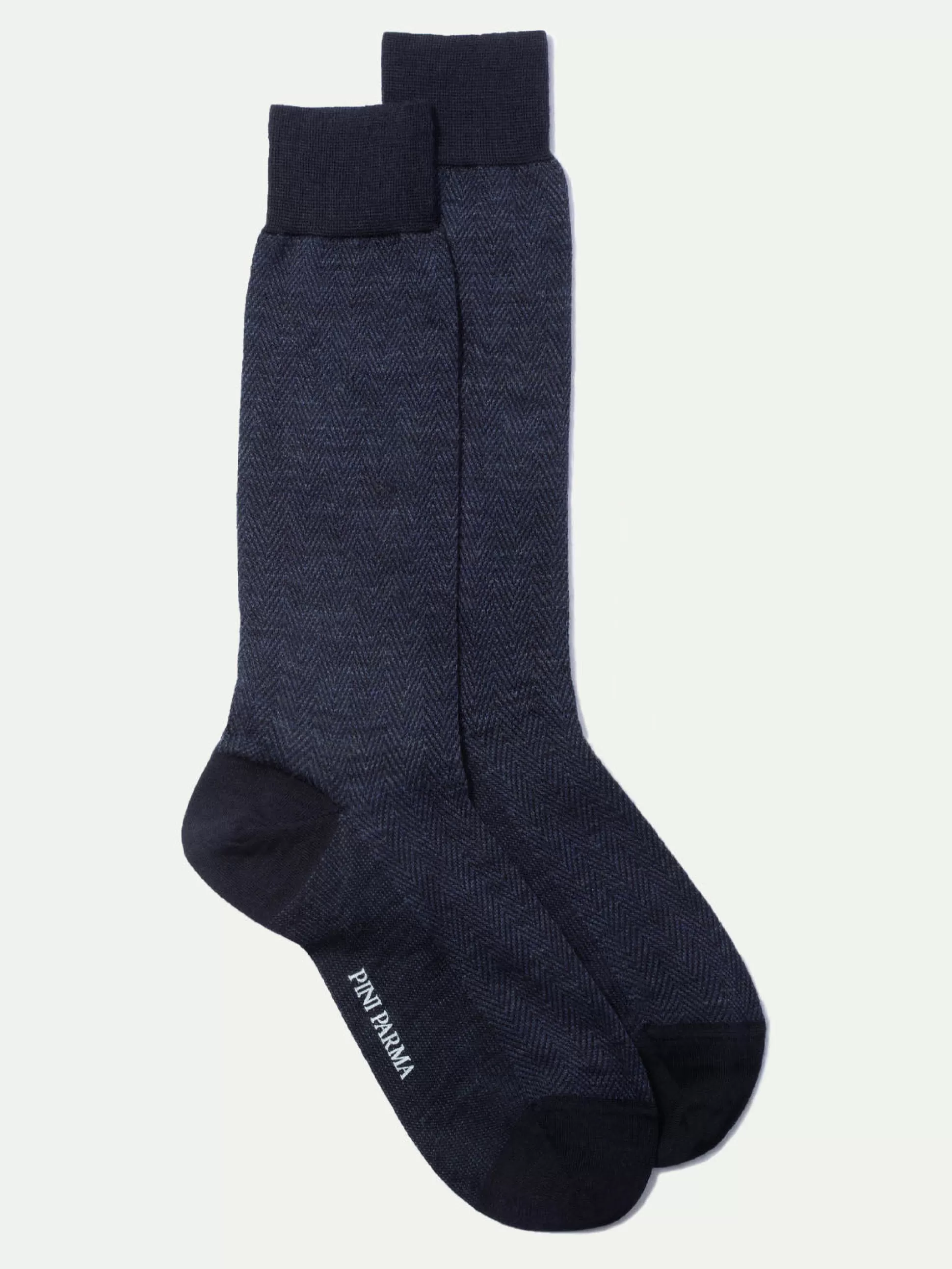 Blue Herringbone Short Socks - Made In Italy | Pini Parma Best