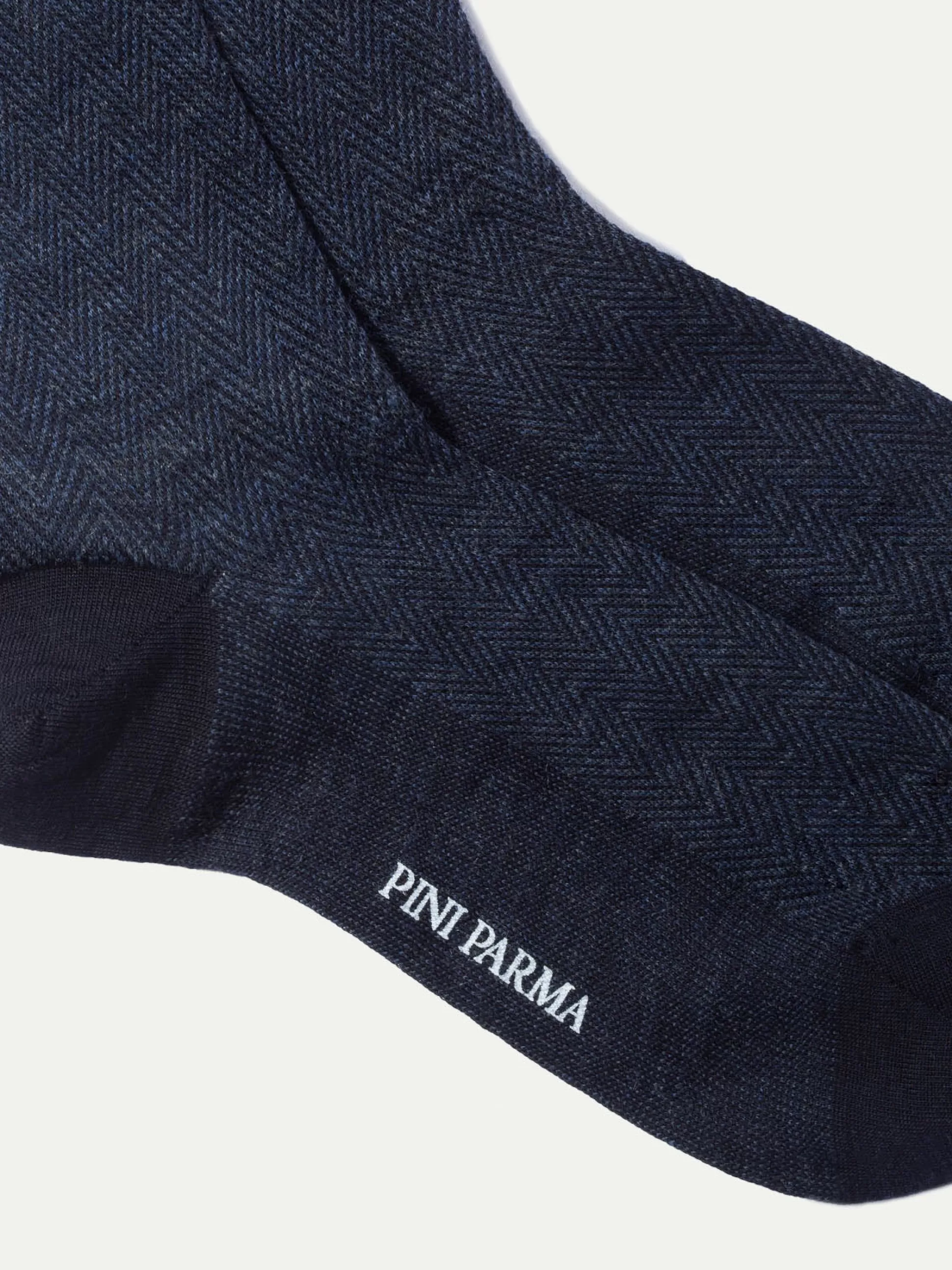 Blue Herringbone Short Socks - Made In Italy | Pini Parma Best