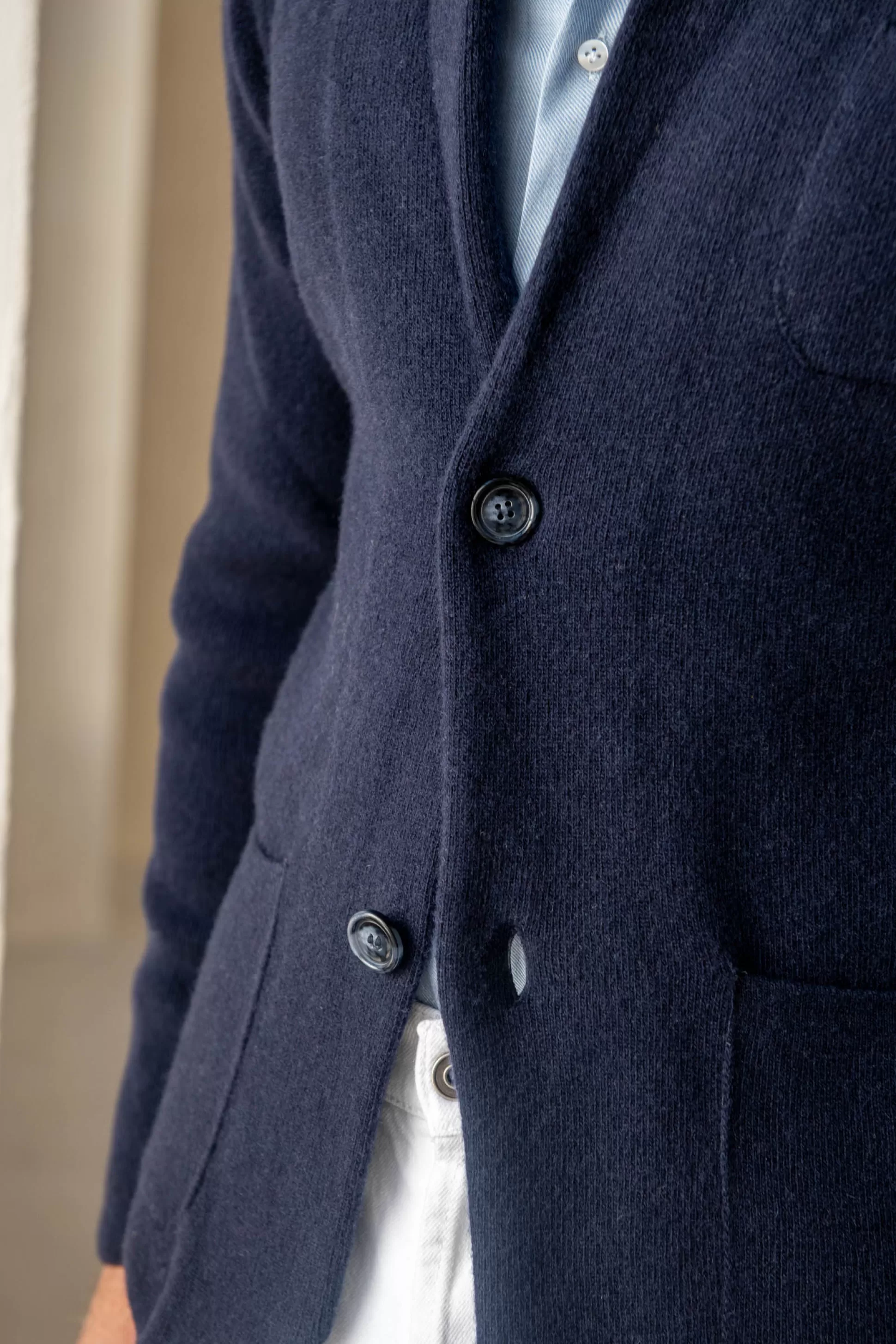 Blue Knitted Jacket – Wool And Cashmere – Made In Italy | Pini Parma Outlet