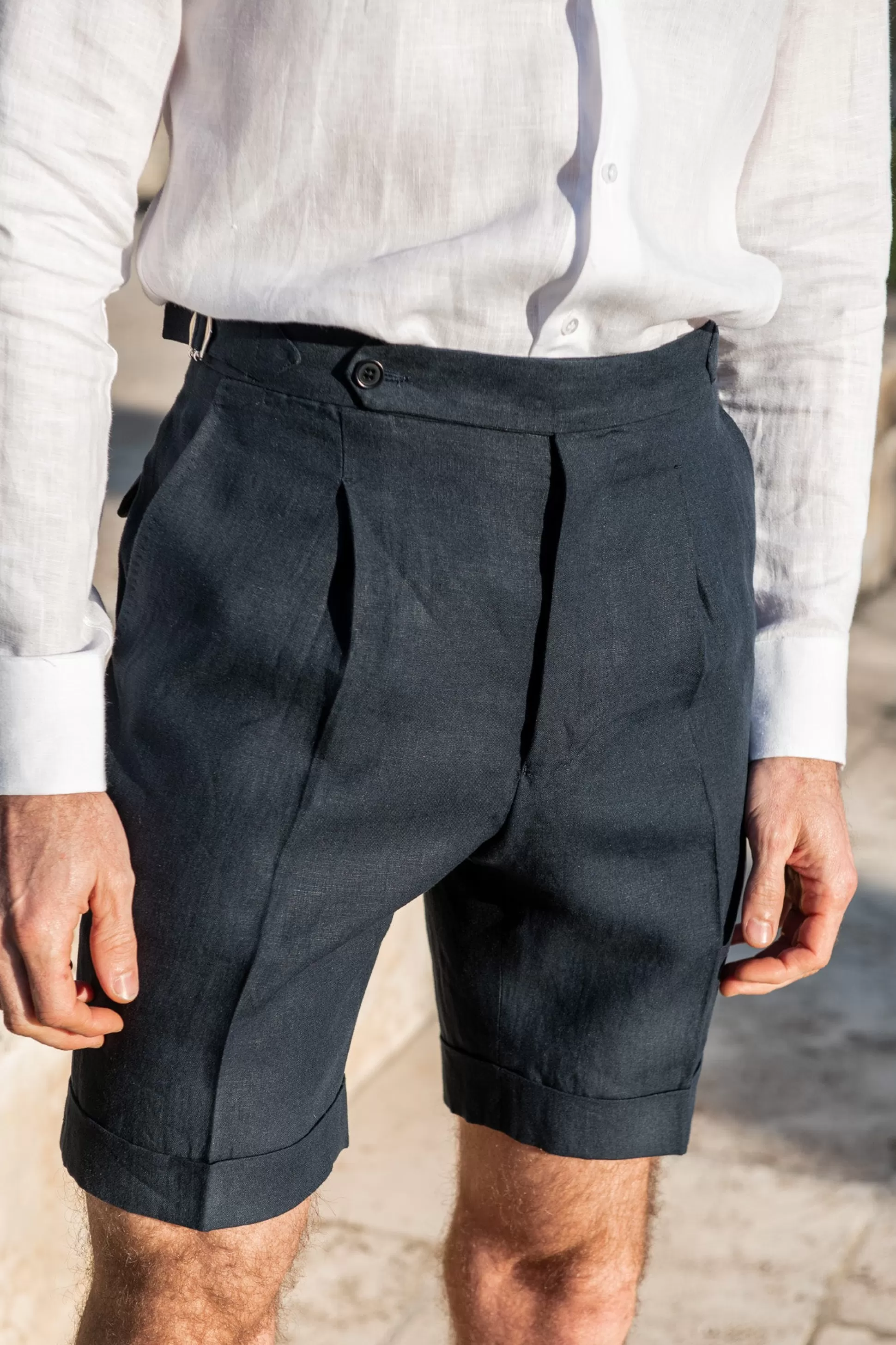 Blue Linen Shorts - Made In Italy | Pini Parma Hot