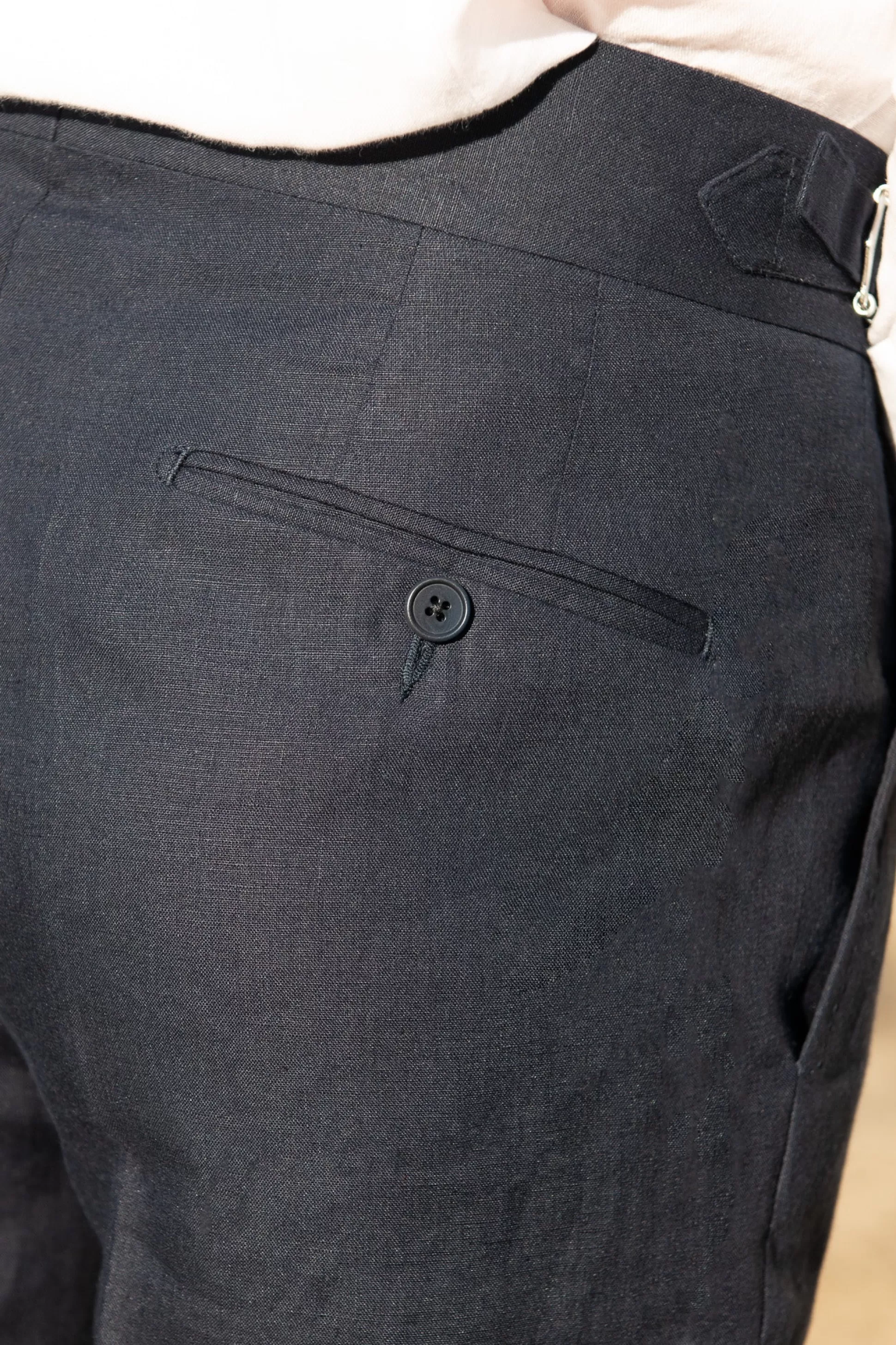 Blue Linen Trousers "Soragna Capsule Collection" - Made In Italy | Pini Parma Discount