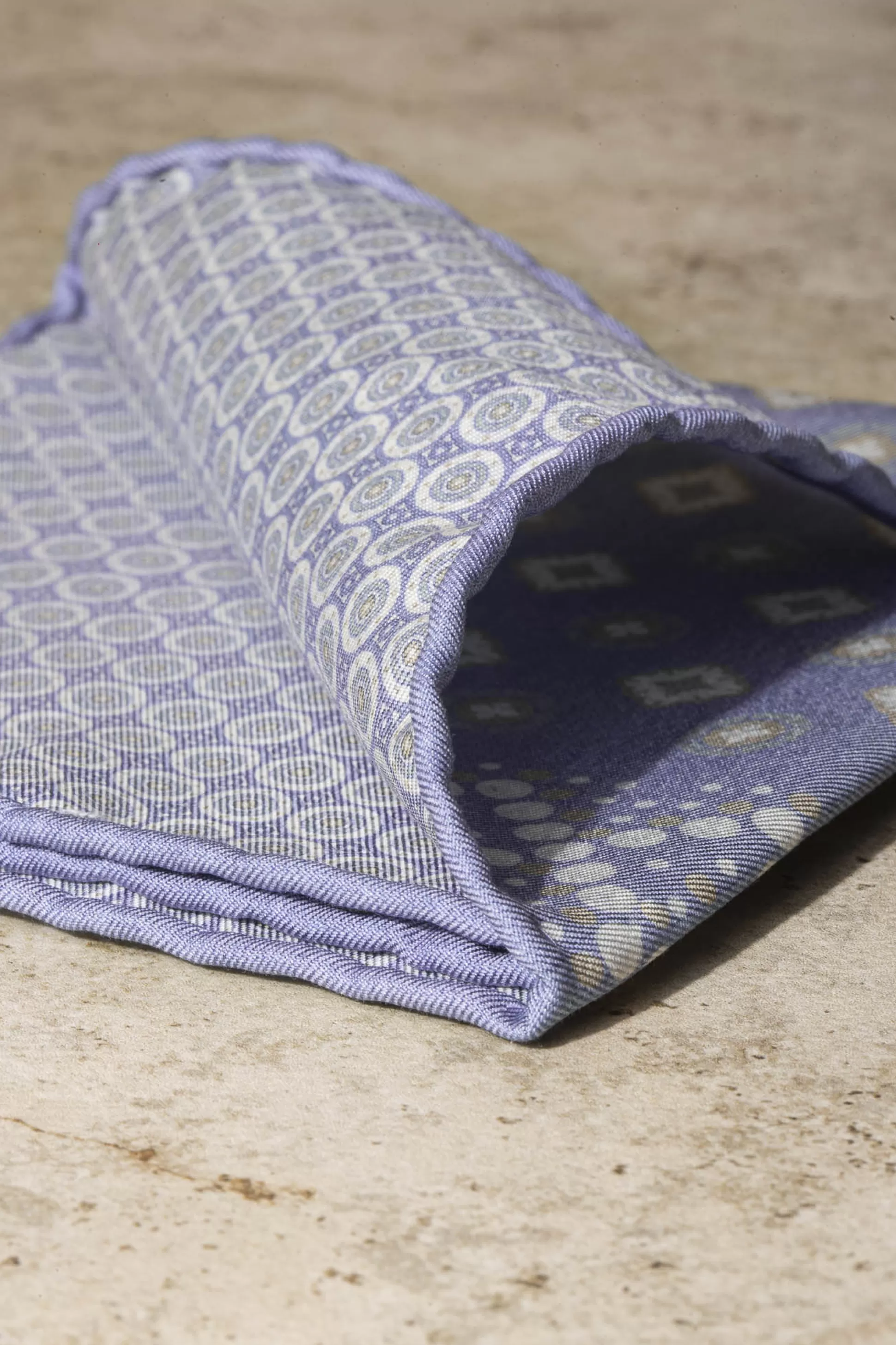 Blue Patterned Reversible Pocket Square - Made In Italy | Pini Parma Flash Sale